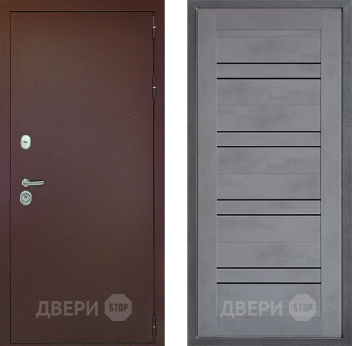Входная металлическая Дверь Дверной континент Рубикон Медь Дизайн ФЛ-49 Бетон серый в Лобне