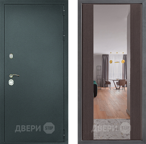 Входная металлическая Дверь Дверной континент Рубикон Серебро Дизайн ФЛЗ-1 Зеркало Венге в Лобне