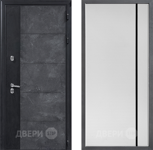 Входная металлическая Дверь Дверной континент ДК-15 Бетон ТЕРМО ФЛ-757 Черное Стекло Софт милк в Лобне