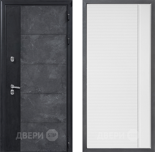 Входная металлическая Дверь Дверной континент ДК-15 Бетон ТЕРМО ФЛ-757 Белое Стекло Софт милк в Лобне