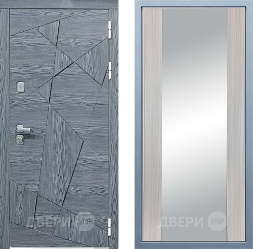 Входная металлическая Дверь Дива МД-97/3 Д-15 Зеркало Сандал белый в Лобне