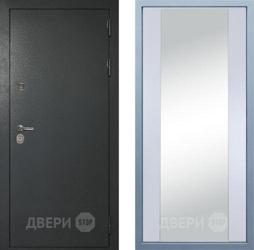 Входная металлическая Дверь Дива МД-40 Титан Д-15 Зеркало Белый в Лобне