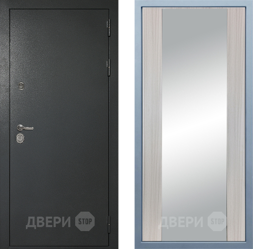 Входная металлическая Дверь Дива МД-40 Титан Д-15 Зеркало Сандал белый в Лобне