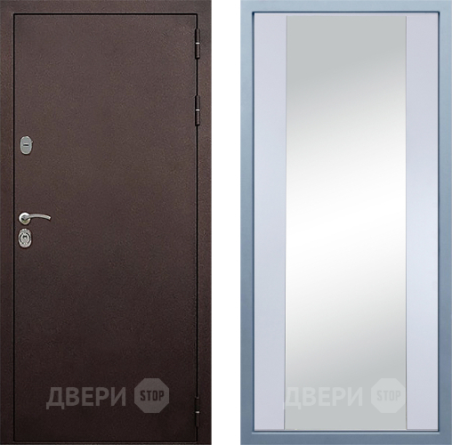 Входная металлическая Дверь Дива МД-40 Медь Д-15 Зеркало Белый в Лобне