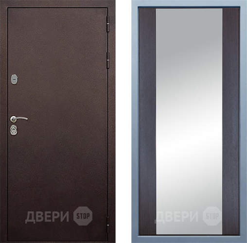 Входная металлическая Дверь Дива МД-40 Медь Д-15 Зеркало Венге в Лобне
