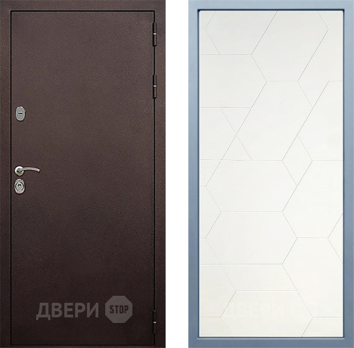Входная металлическая Дверь Дива МД-40 Медь М-16 Белый в Лобне