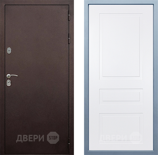 Входная металлическая Дверь Дива МД-40 Медь Н-13 Белый в Лобне