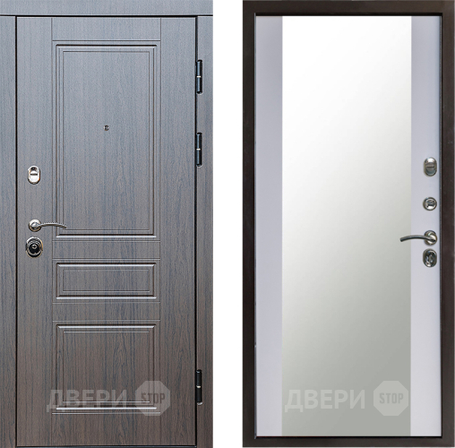 Входная металлическая Дверь Престиж Классика Венге Зеркало Белый софт в Лобне