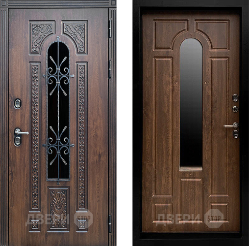 Входная металлическая Дверь Престиж TERMO с терморазрывом Лацио Дуб с окном и ковкой Дуб в Лобне