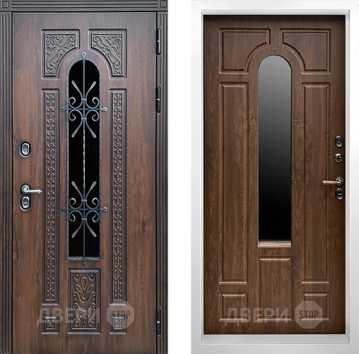 Входная металлическая Дверь Престиж TERMO с терморазрывом Лацио Дуб White с окном и ковкой Дуб в Лобне