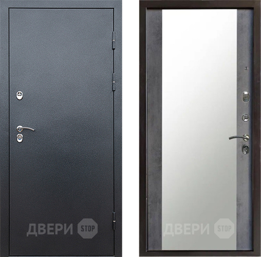 Входная металлическая Дверь Престиж TERMO с терморазрывом Снегирь Серебро Зеркало Бетон темный в Лобне
