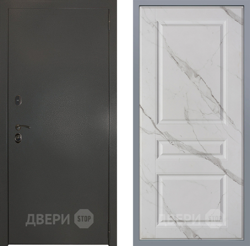 Дверь Заводские двери Эталон 3к антик серебро Стокгольм Мрамор белый в Лобне