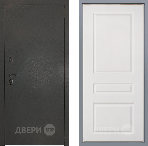 Дверь Заводские двери Эталон 3к антик серебро Стокгольм Белый софт в Лобне
