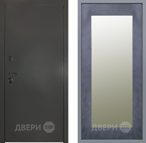 Дверь Заводские двери Эталон 3к антик серебро Зеркало Модерн Бетон темный в Лобне
