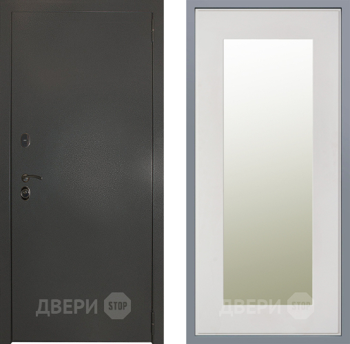 Дверь Заводские двери Эталон 3к антик серебро Зеркало Модерн Белый софт в Лобне