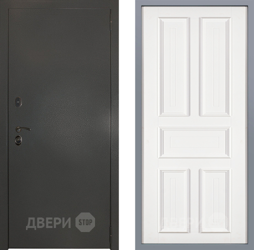 Дверь Заводские двери Эталон 3к антик серебро Уругвай Белый софт в Лобне