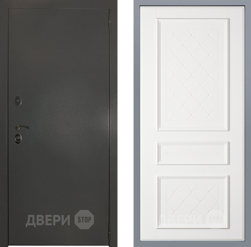 Дверь Заводские двери Эталон 3к антик серебро Урбино Белый софт в Лобне
