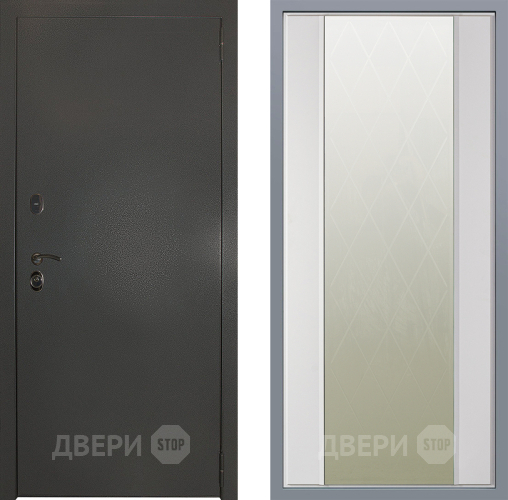 Дверь Заводские двери Эталон 3к антик серебро Зеркало Ампир Белый софт в Лобне