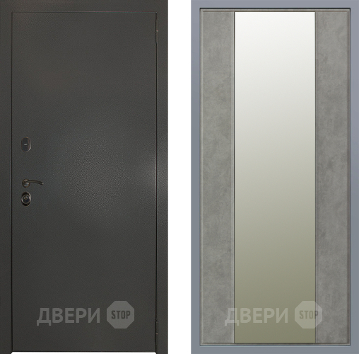 Дверь Заводские двери Эталон 3к антик серебро Зеркало Макси Бетон темный в Лобне