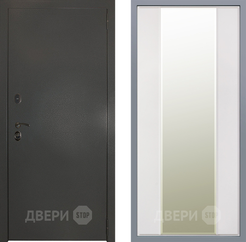 Дверь Заводские двери Эталон 3к антик серебро Зеркало Макси Белый матовый в Лобне