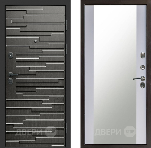 Входная металлическая Дверь Престиж Rivera Зеркало Белый софт в Лобне