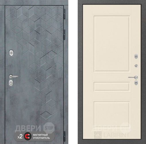 Входная металлическая Дверь Лабиринт (LABIRINT) Бетон 03 Крем софт в Лобне