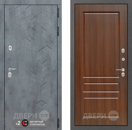 Входная металлическая Дверь Лабиринт (LABIRINT) Бетон 03 Орех бренди в Лобне