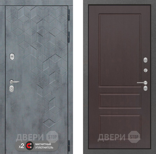 Входная металлическая Дверь Лабиринт (LABIRINT) Бетон 03 Орех премиум в Лобне
