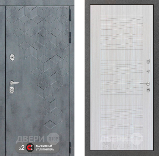 Входная металлическая Дверь Лабиринт (LABIRINT) Бетон 06 Сандал белый в Лобне