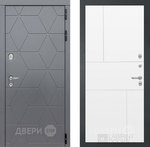 Входная металлическая Дверь Лабиринт (LABIRINT) Cosmo 21 Белый софт в Лобне
