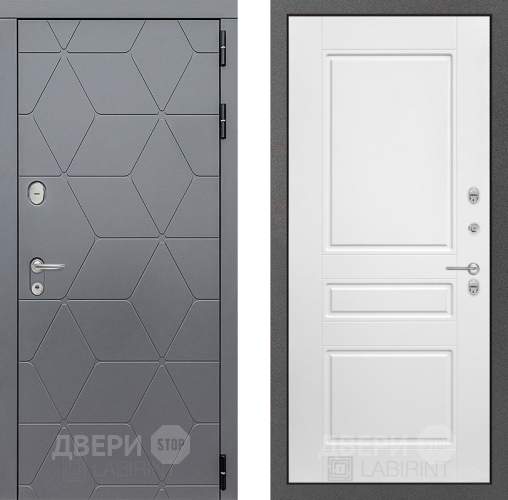 Входная металлическая Дверь Лабиринт (LABIRINT) Cosmo 03 Белый софт в Лобне