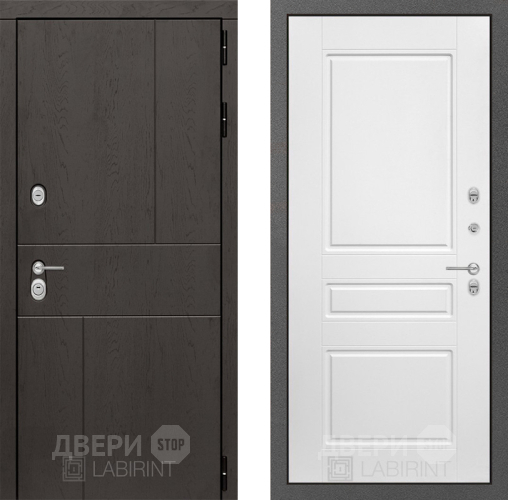Входная металлическая Дверь Лабиринт (LABIRINT) Urban 03 Белый софт в Лобне