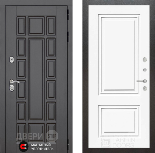 Входная металлическая Дверь Лабиринт (LABIRINT) New York 26 Белый (RAL-9003) в Лобне