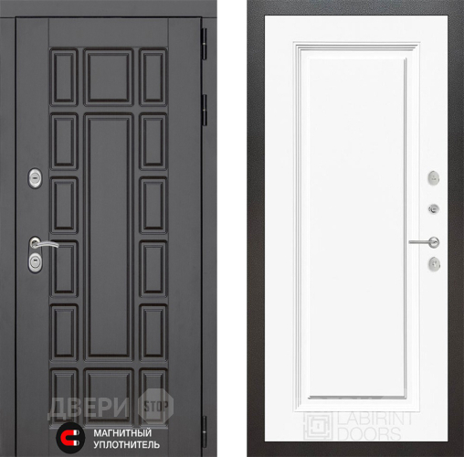 Входная металлическая Дверь Лабиринт (LABIRINT) New York 27 Белый (RAL-9003) в Лобне