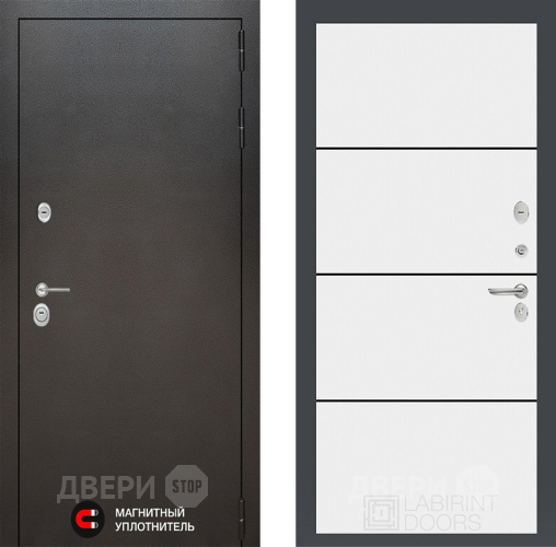 Входная металлическая Дверь Лабиринт (LABIRINT) Silver 25 Белый софт в Лобне
