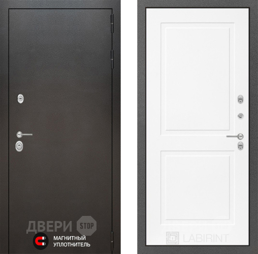 Входная металлическая Дверь Лабиринт (LABIRINT) Silver 11 Белый софт в Лобне