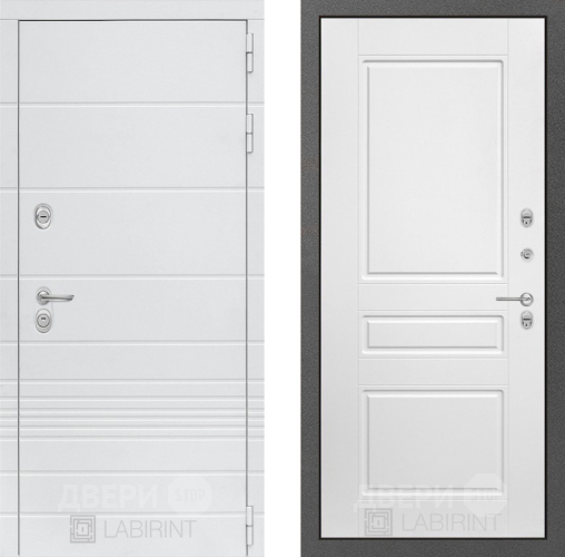 Входная металлическая Дверь Лабиринт (LABIRINT) Трендо 03 Белый софт в Лобне