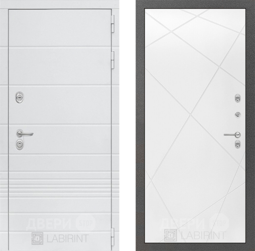 Входная металлическая Дверь Лабиринт (LABIRINT) Трендо 24 Белый софт в Лобне