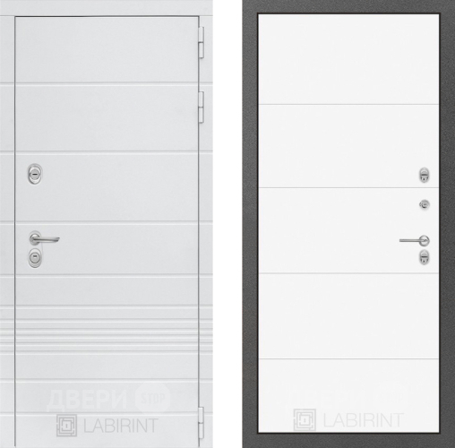 Входная металлическая Дверь Лабиринт (LABIRINT) Трендо 13 Белый софт в Лобне