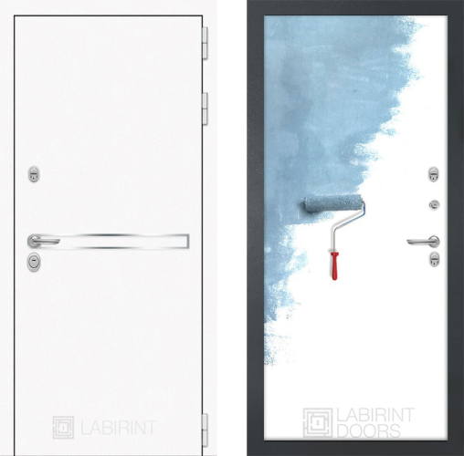 Входная металлическая Дверь Лабиринт (LABIRINT) Лайн White 28 Под покраску в Лобне