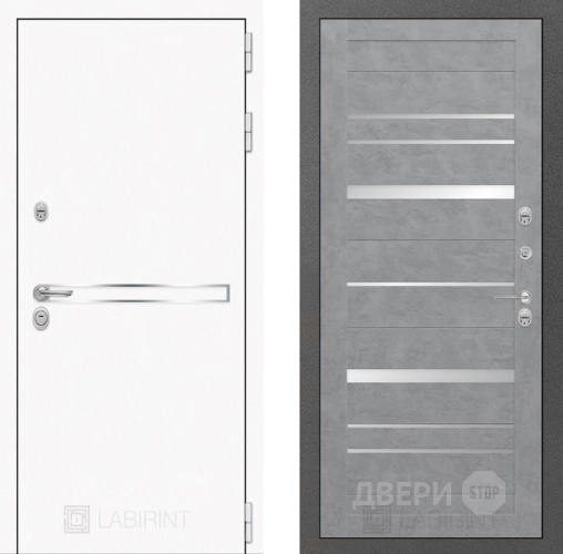 Входная металлическая Дверь Лабиринт (LABIRINT) Лайн White 20 Бетон светлый в Лобне