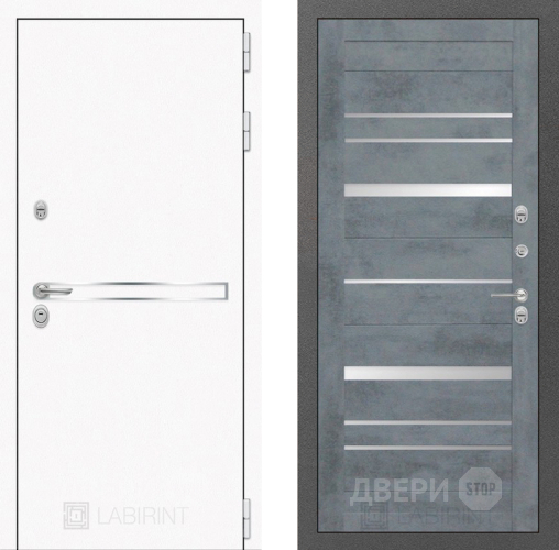 Входная металлическая Дверь Лабиринт (LABIRINT) Лайн White 20 Бетон темный в Лобне