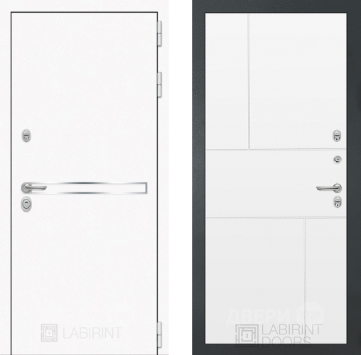 Входная металлическая Дверь Лабиринт (LABIRINT) Лайн White 21 Белый софт в Лобне