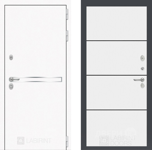 Входная металлическая Дверь Лабиринт (LABIRINT) Лайн White 25 Белый софт в Лобне