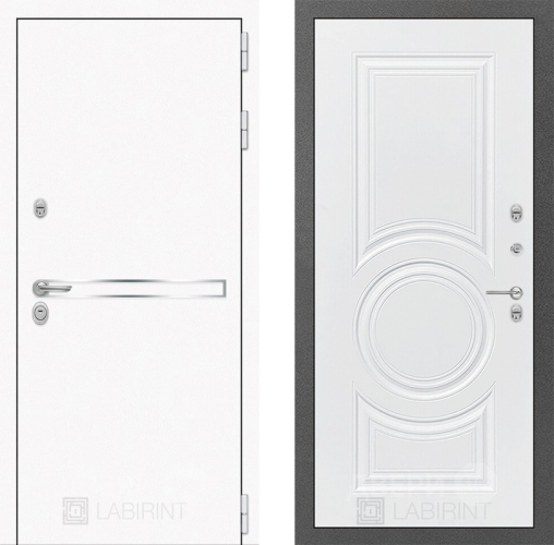 Входная металлическая Дверь Лабиринт (LABIRINT) Лайн White 23 Белый софт в Лобне