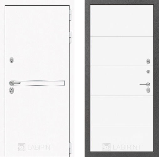 Входная металлическая Дверь Лабиринт (LABIRINT) Лайн White 13 Белый софт в Лобне
