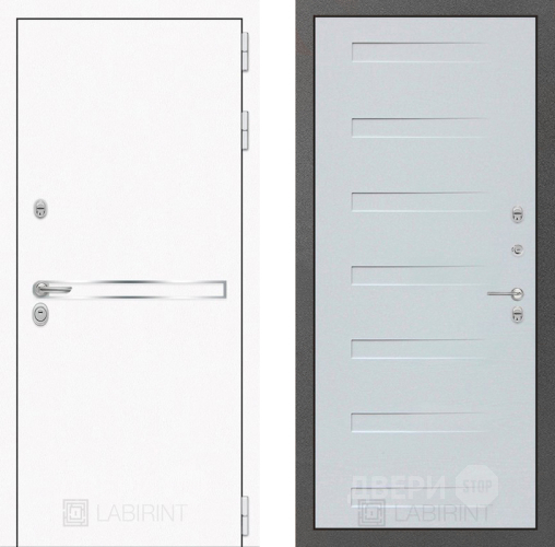 Входная металлическая Дверь Лабиринт (LABIRINT) Лайн White 14 Дуб кантри белый горизонтальный в Лобне