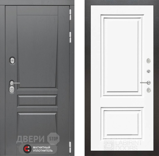 Входная металлическая Дверь Лабиринт (LABIRINT) Платинум 26 Белый (RAL-9003) в Лобне