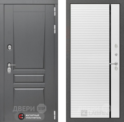 Входная металлическая Дверь Лабиринт (LABIRINT) Платинум 22 Белый софт в Лобне