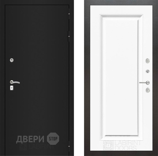 Дверь Лабиринт (LABIRINT) Classic шагрень черная 27 Белый (RAL-9003) в Лобне